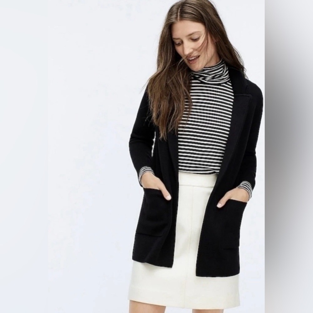 J.crew 365 Sophie Cardigan sweater tunic black XXL Merino wool blend Minimalist
